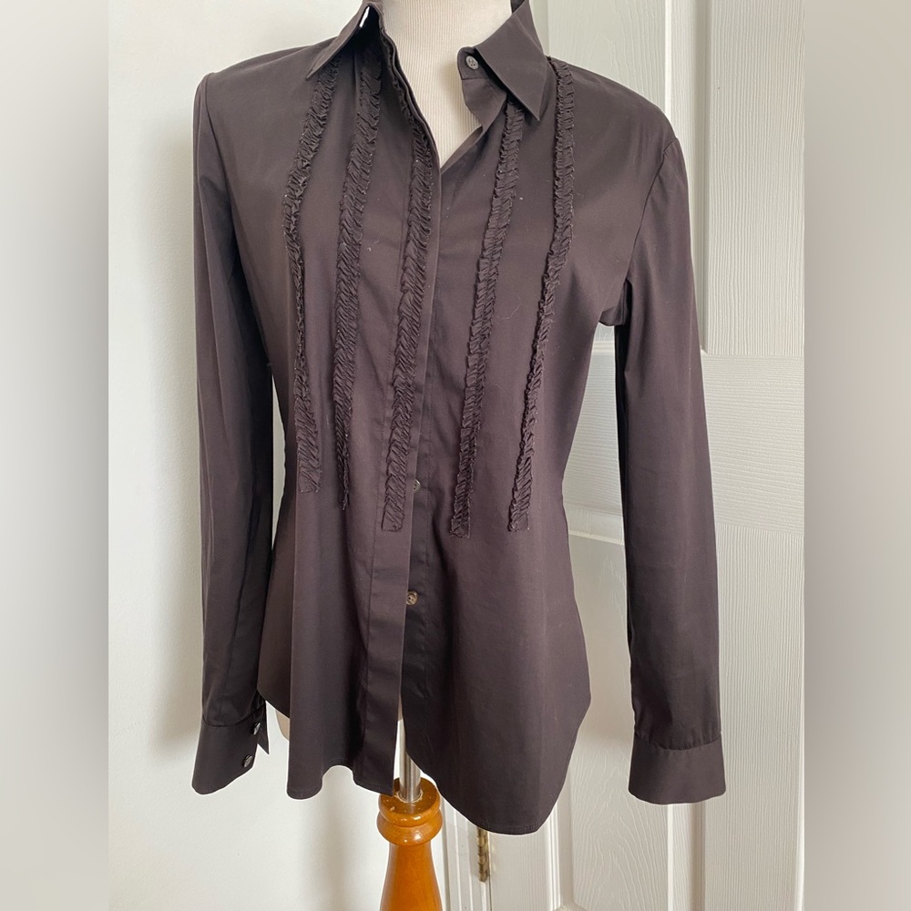 Theory Black Button Down Blouse/Shirt
